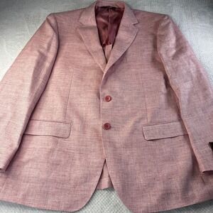 New Patrick James Drago Wool Linen Blazer Pink Herringbone 48L Moderno